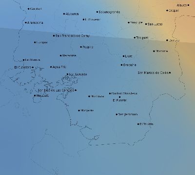 Map of the average cloud coverage across Honduras for the solar eclipse of 01/20/2186