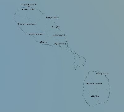 Map of the average cloud coverage across Saint Kitts and Nevis for the solar eclipse of 01/20/2186