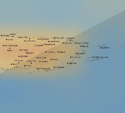 Map of the average cloud coverage across Puerto Rico for the solar eclipse of 01/20/2186