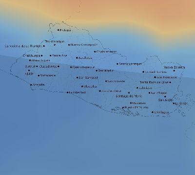 Map of the average cloud coverage across El Salvador for the solar eclipse of 01/20/2186