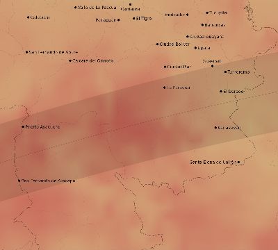 Map of the average cloud coverage across Venezuela for the solar eclipse of 07/16/2186