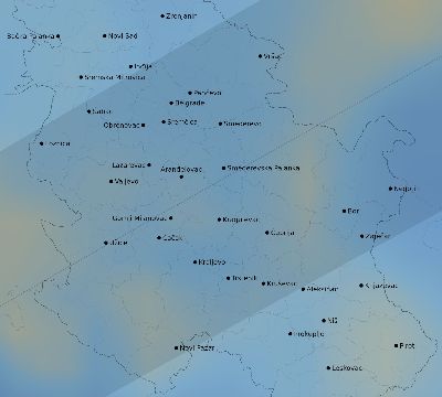 Map of the average cloud coverage across Serbia for the solar eclipse of 07/06/2187