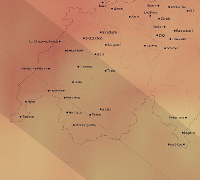 Map of the average cloud coverage across Switzerland for the solar eclipse of 11/08/2189