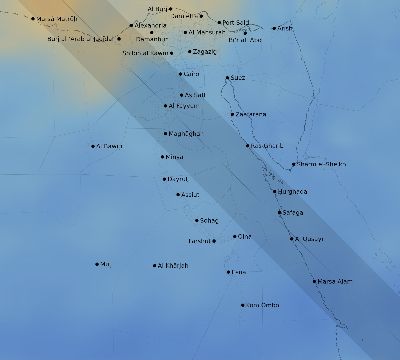 Map of the average cloud coverage across Egypt for the solar eclipse of 11/08/2189