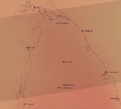 Map of the average cloud coverage across Sri Lanka for the solar eclipse of 11/08/2189