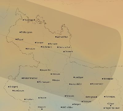 Map of the average cloud coverage across Bangladesh for the solar eclipse of 05/04/2190