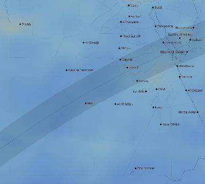 Map of the average cloud coverage across Egypt for the solar eclipse of 05/04/2190