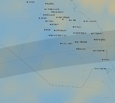Map of the average cloud coverage across Iraq for the solar eclipse of 05/04/2190