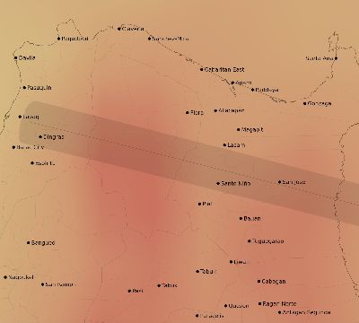 Map of the average cloud coverage across Philippines for the solar eclipse of 10/29/2190