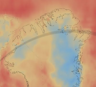 Map of the average cloud coverage across Greenland for the solar eclipse of 04/23/2191