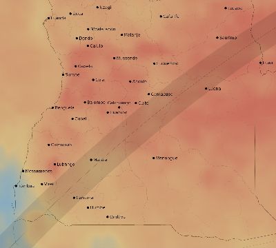 Map of the average cloud coverage across Angola for the solar eclipse of 03/03/2193