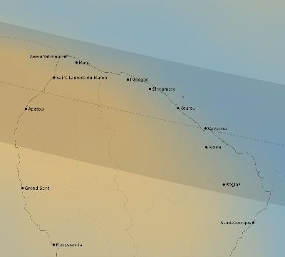 Map of the average cloud coverage across French Guiana for the solar eclipse of 08/26/2193