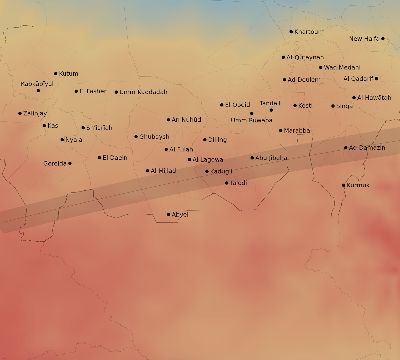 Map of the average cloud coverage across Sudan for the solar eclipse of 08/16/2194