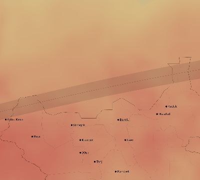 Map of the average cloud coverage across South Sudan for the solar eclipse of 08/16/2194