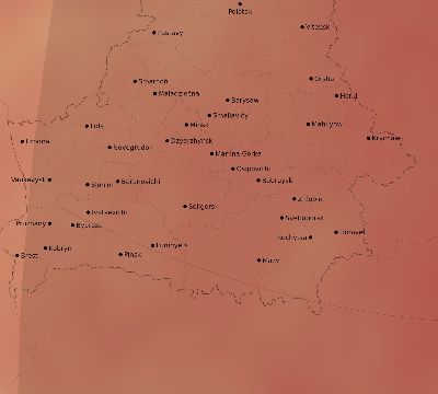 Map of the average cloud coverage across Belarus for the solar eclipse of 02/10/2195