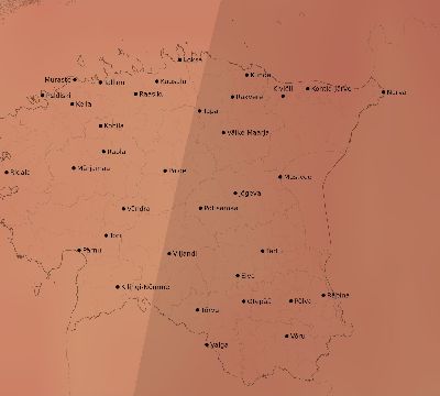 Map of the average cloud coverage across Estonia for the solar eclipse of 02/10/2195