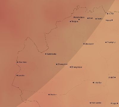 Map of the average cloud coverage across Kazakhstan for the solar eclipse of 02/10/2195