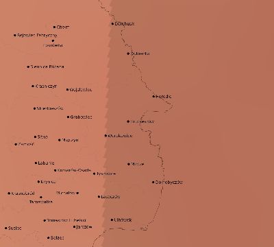 Map of the average cloud coverage across Poland for the solar eclipse of 02/10/2195