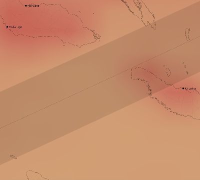 Map of the average cloud coverage across Solomon Islands for the solar eclipse of 12/09/2197