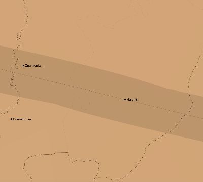 Map of the average cloud coverage across Belarus for the solar eclipse of 04/14/2200