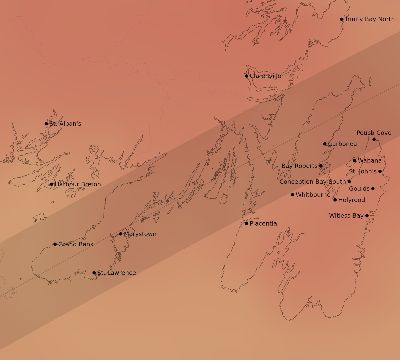 Map of the average cloud coverage across Canada for the solar eclipse of 04/14/2200