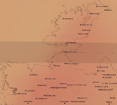 Map of the average cloud coverage across Ireland for the solar eclipse of 04/14/2200