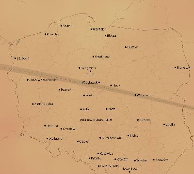 Map of the average cloud coverage across Poland for the solar eclipse of 04/14/2200