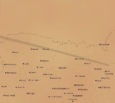 Map of the average cloud coverage across Ukraine for the solar eclipse of 04/14/2200