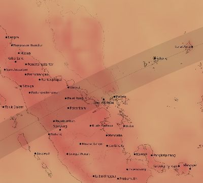 Map of the average cloud coverage across Indonesia for the solar eclipse of 04/04/2201