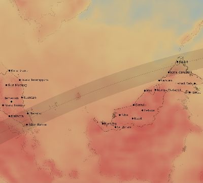 Map of the average cloud coverage across Malaysia for the solar eclipse of 04/04/2201