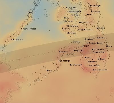 Map of the average cloud coverage across Philippines for the solar eclipse of 04/04/2201