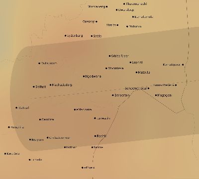 Map of the average cloud coverage across South Africa for the solar eclipse of 04/04/2201