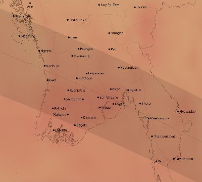 Map of the average cloud coverage across Myanmar for the solar eclipse of 09/28/2201