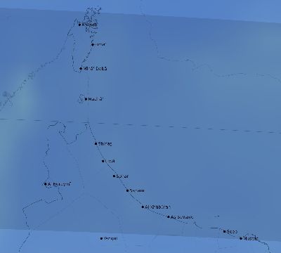 Map of the average cloud coverage across Oman for the solar eclipse of 09/28/2201