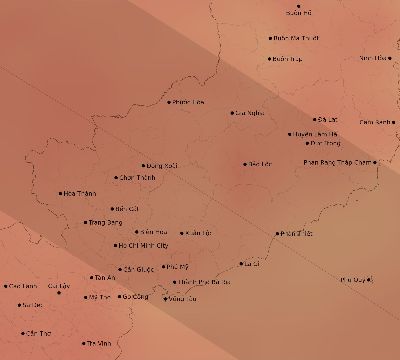 Map of the average cloud coverage across Vietnam for the solar eclipse of 09/28/2201