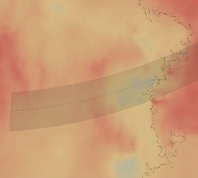 Map of the average cloud coverage across Antarctica for the solar eclipse of 03/24/2202