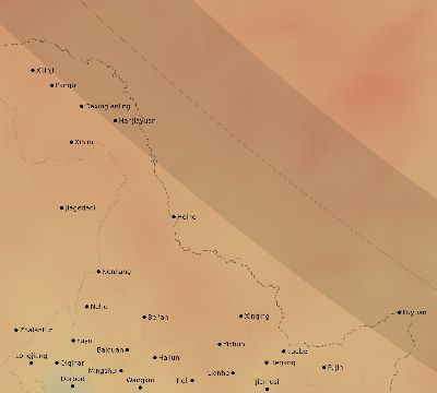 Map of the average cloud coverage across China for the solar eclipse of 09/17/2202