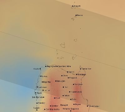 Map of the average cloud coverage across Philippines for the solar eclipse of 02/02/2204