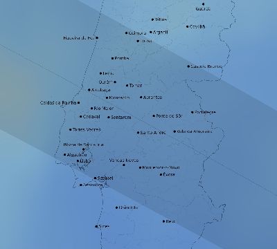 Map of the average cloud coverage across Portugal for the solar eclipse of 07/17/2205