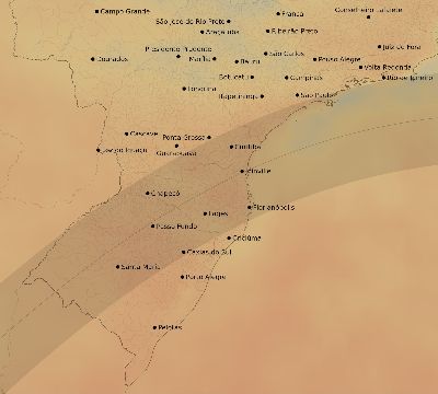 Map of the average cloud coverage across Brazil for the solar eclipse of 05/27/2207