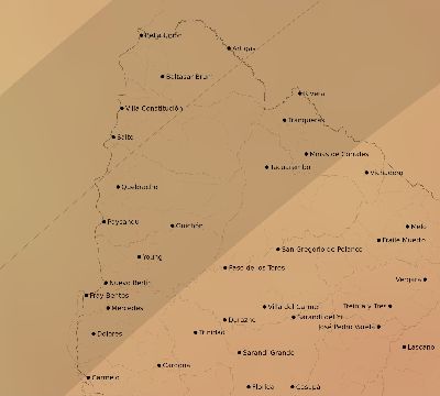 Map of the average cloud coverage across Uruguay for the solar eclipse of 05/27/2207