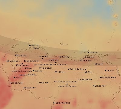 Map of the average cloud coverage across Venezuela for the solar eclipse of 11/20/2207