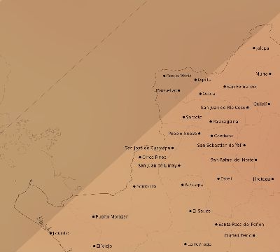 Map of the average cloud coverage across Nicaragua for the solar eclipse of 05/15/2208