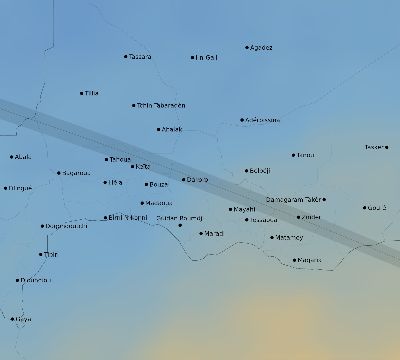 Map of the average cloud coverage across Niger for the solar eclipse of 11/09/2208