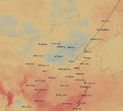 Map of the average cloud coverage across China for the solar eclipse of 05/05/2209