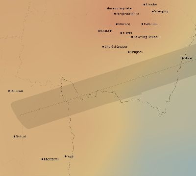 Map of the average cloud coverage across India for the solar eclipse of 05/05/2209