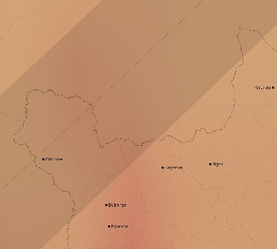 Map of the average cloud coverage across Burundi for the solar eclipse of 03/04/2212