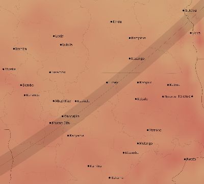 Map of the average cloud coverage across DR Congo for the solar eclipse of 03/04/2212