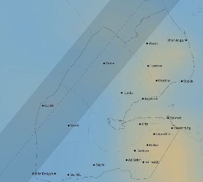 Map of the average cloud coverage across Djibouti for the solar eclipse of 03/04/2212