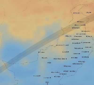 Map of the average cloud coverage across Pakistan for the solar eclipse of 03/04/2212